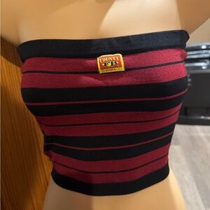 Striped Tube Top with Logo